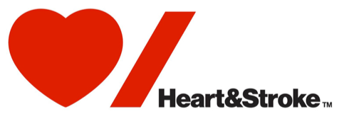 The New Heart and Stroke Foundation logo: a red heart followed by a red stroke (or slash) character.